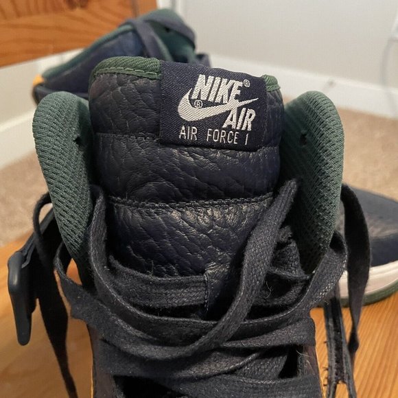 Nike Air Force 1 Utah Jazz NBA Yellow Navy Green High Top Size 10.5 Men\'s New main image 7